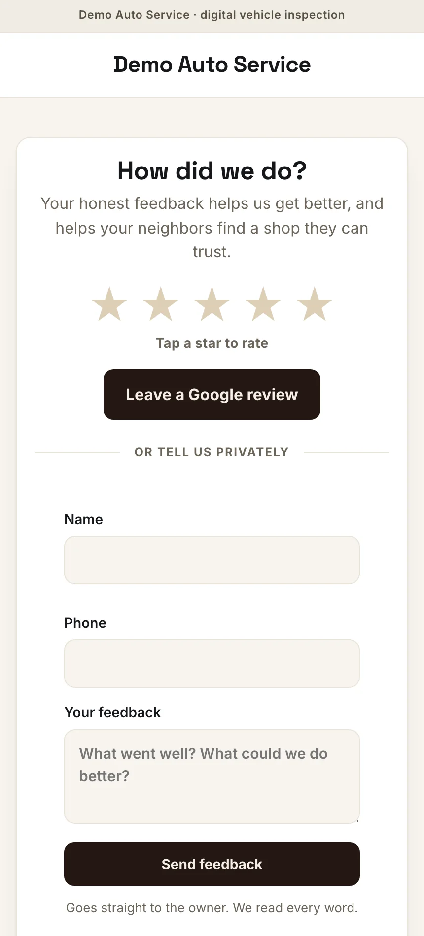 Reviews engine