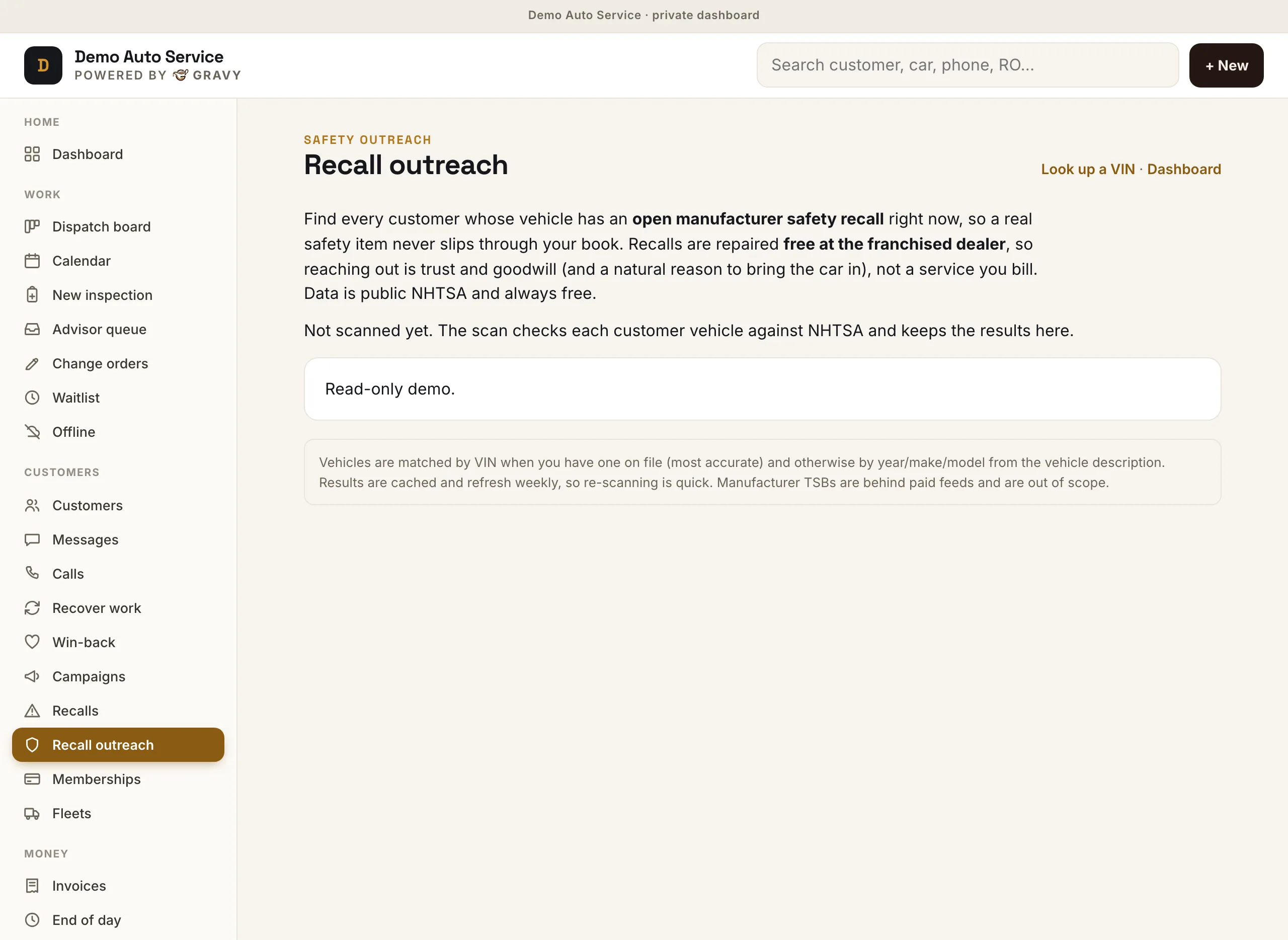 Recall outreach worklist